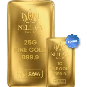 Bundling Nellava Bullion Gold Bar 25g + 1g Gold