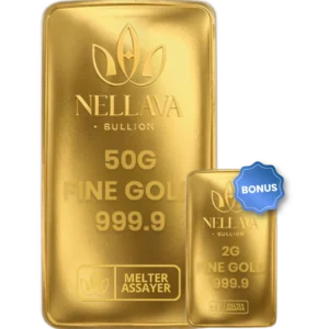 Bundling Nellava Bullion Gold Bar 50g + 2g Gold