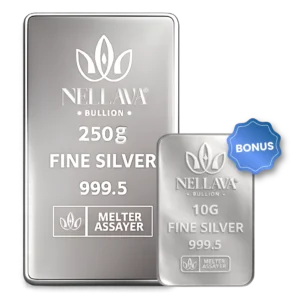 Bundling Nellava Bullion Silver Bar 250g + 10g Silver
