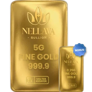 Bundling Nellava Bullion Gold Bar 5g + 0.25g Gold